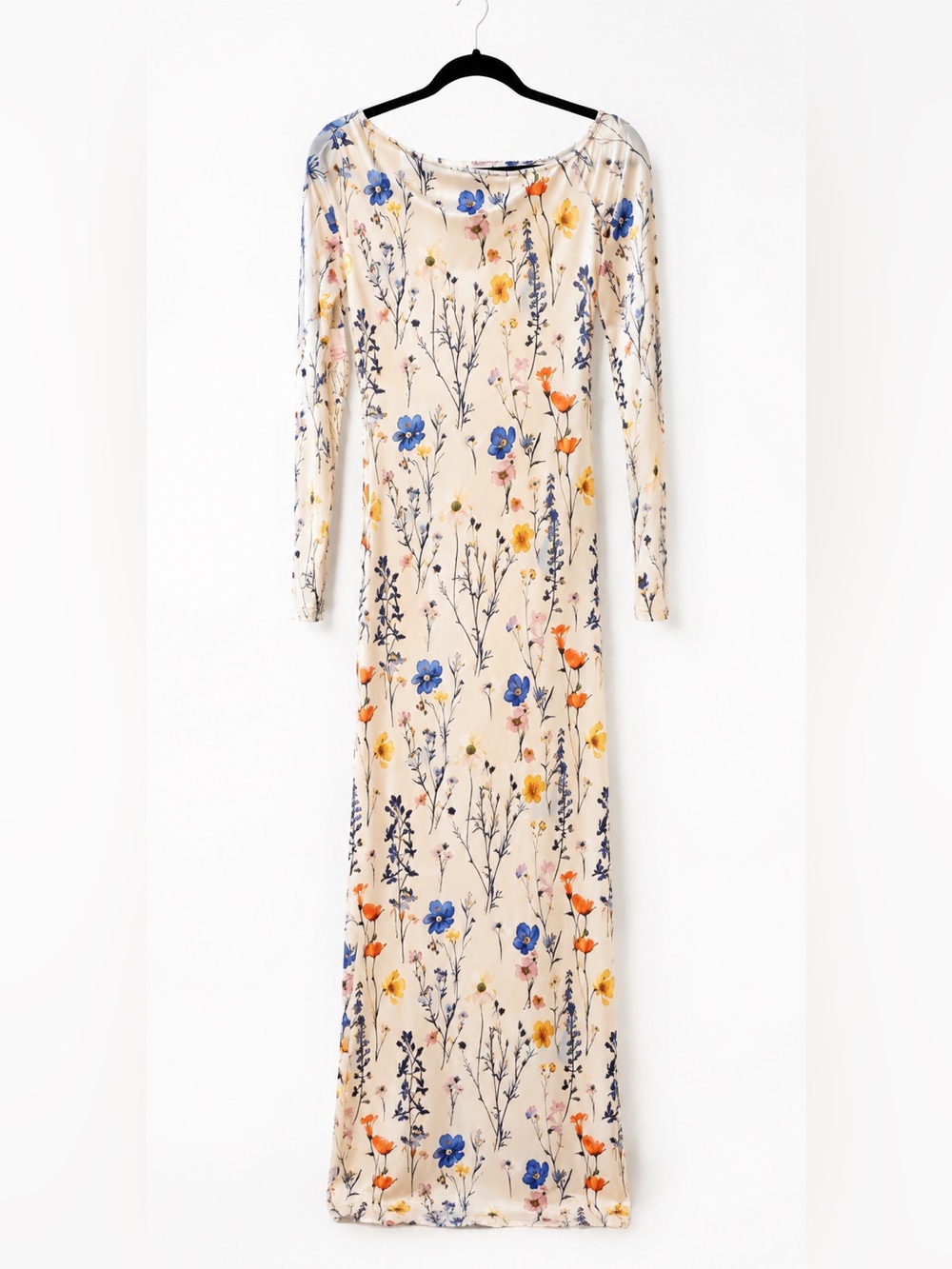 Ivory Wildflower Print Long-Sleeve Maxi Dress